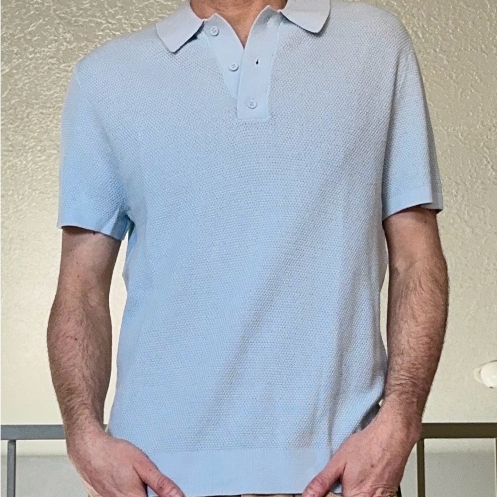 Onia Sky Blue Waffle Polo Shirt  Brand New with Tags - Picture 6 of 6